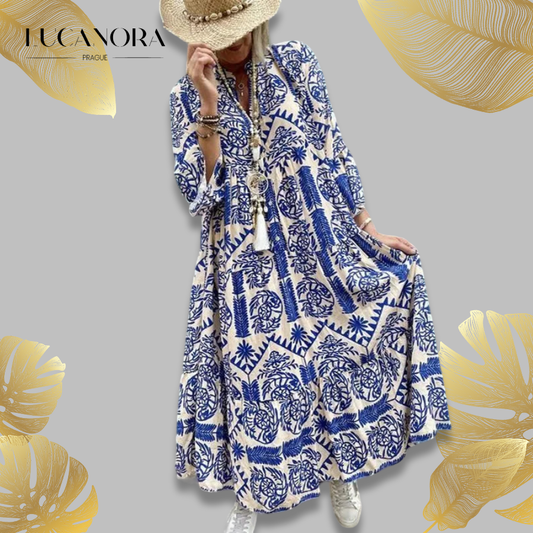 Alice Ruiz™ Boho dress with neckline and print