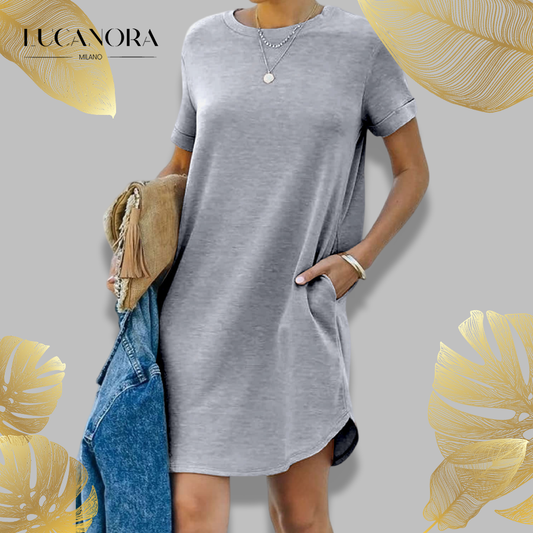 Florence Côté™ Casual T-shirt dress with short sleeves and pockets