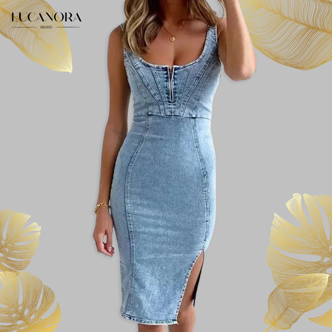 Gigi Marion™ Denim dress with a slit