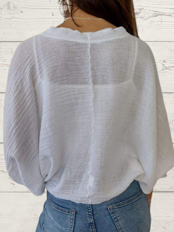 Sidonie Renaud™ Loose casual sweater with two buttons