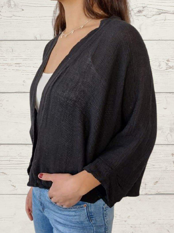 Sidonie Renaud™ Loose casual sweater with two buttons