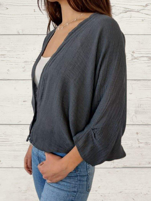 Sidonie Renaud™ Loose casual sweater with two buttons