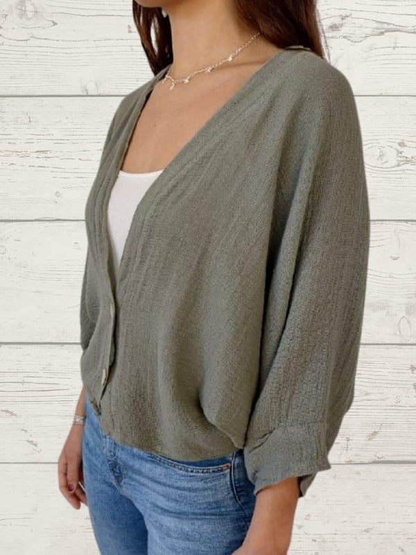 Sidonie Renaud™ Loose casual sweater with two buttons