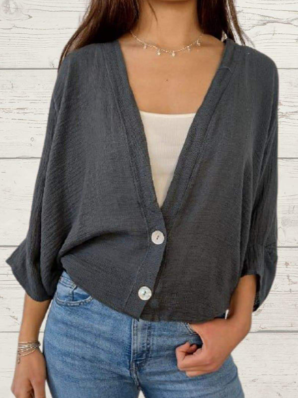 Sidonie Renaud™ Loose casual sweater with two buttons