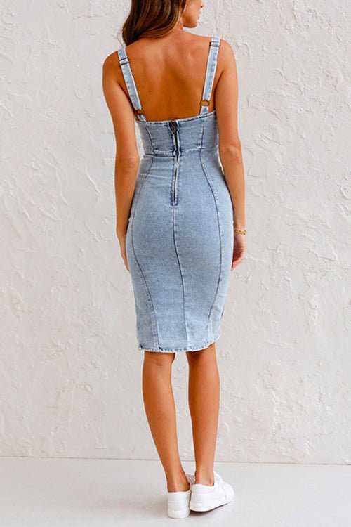 Gigi Marion™ Denim dress with a slit